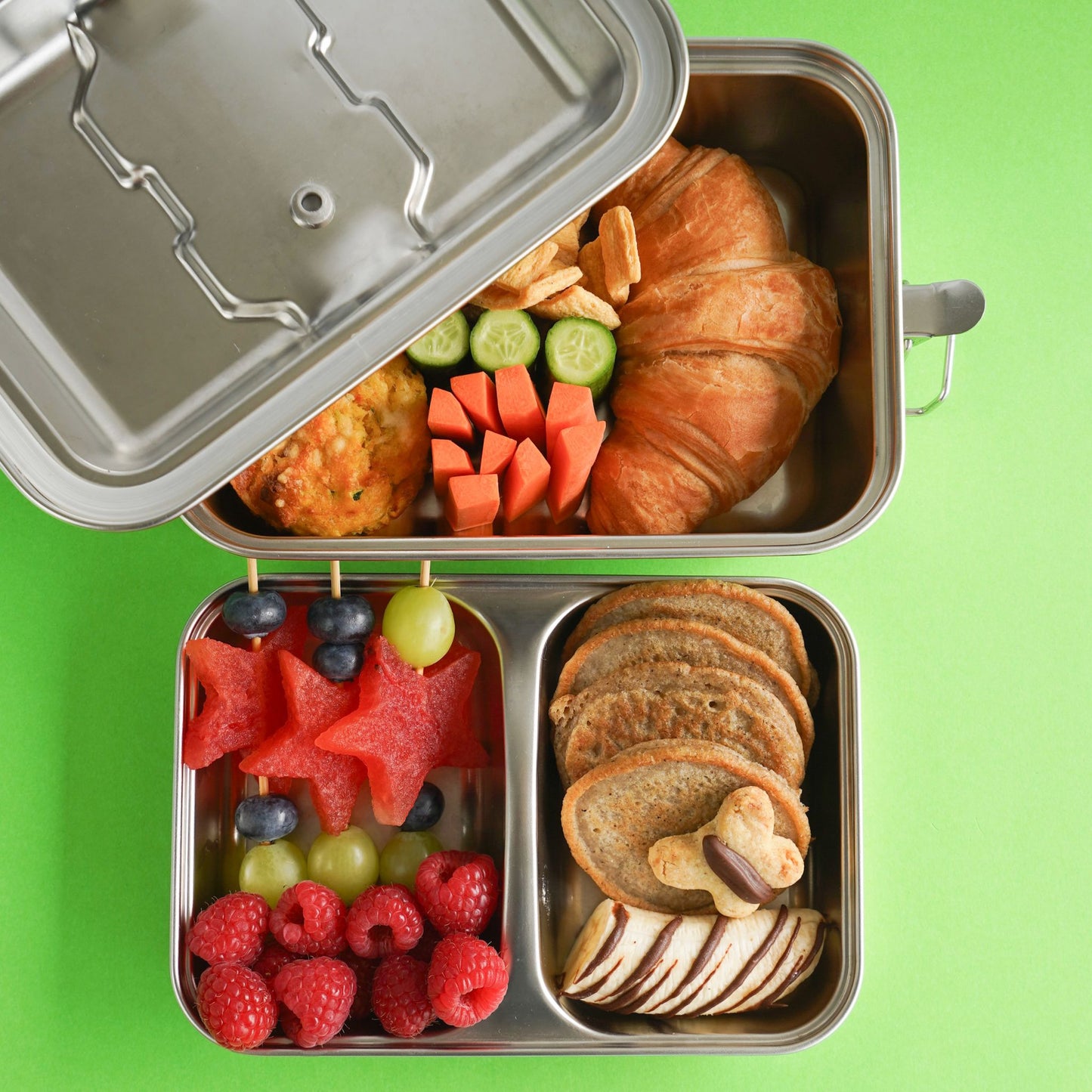 NEW Stainless Steel Double Layer 1800ml Lunchbox with Handles (PRE ORDER ONLY)