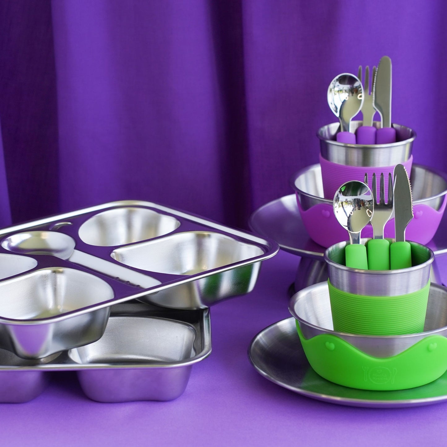 Kids Stainless Steel Mealtime Essentials Set + 1 Section Plate (Save 10%)