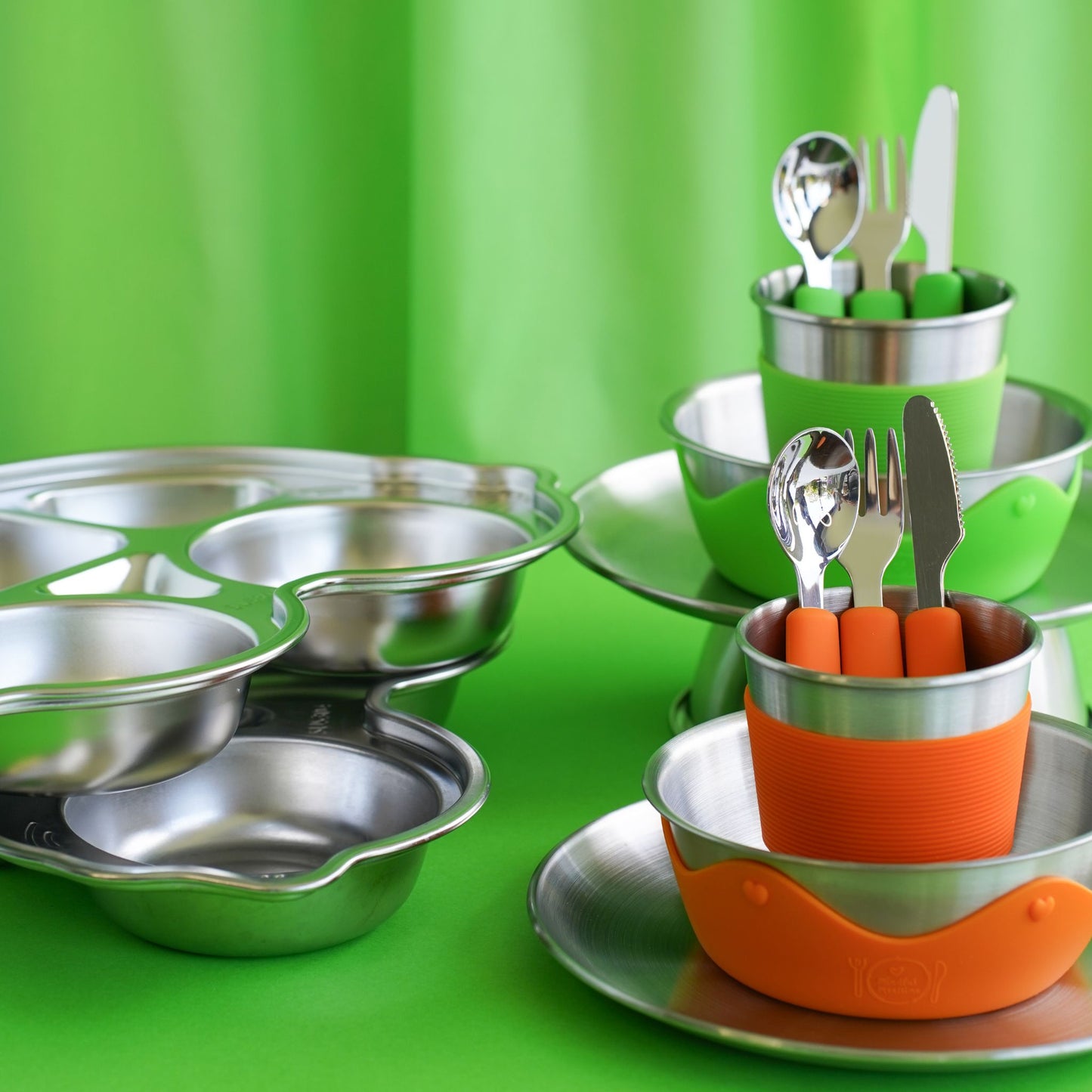 Kids Stainless Steel Mealtime Essentials Set + 1 Section Plate (Save 10%)