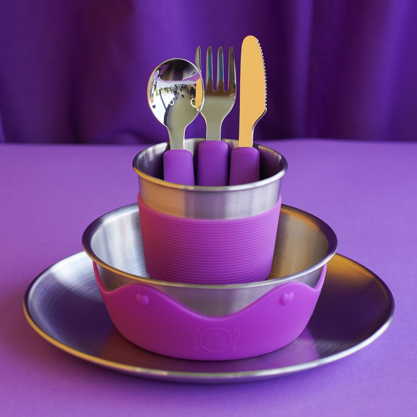 Kids Stainless Steel Mealtime Essentials Set + 2 Section Plates (Save 15%)