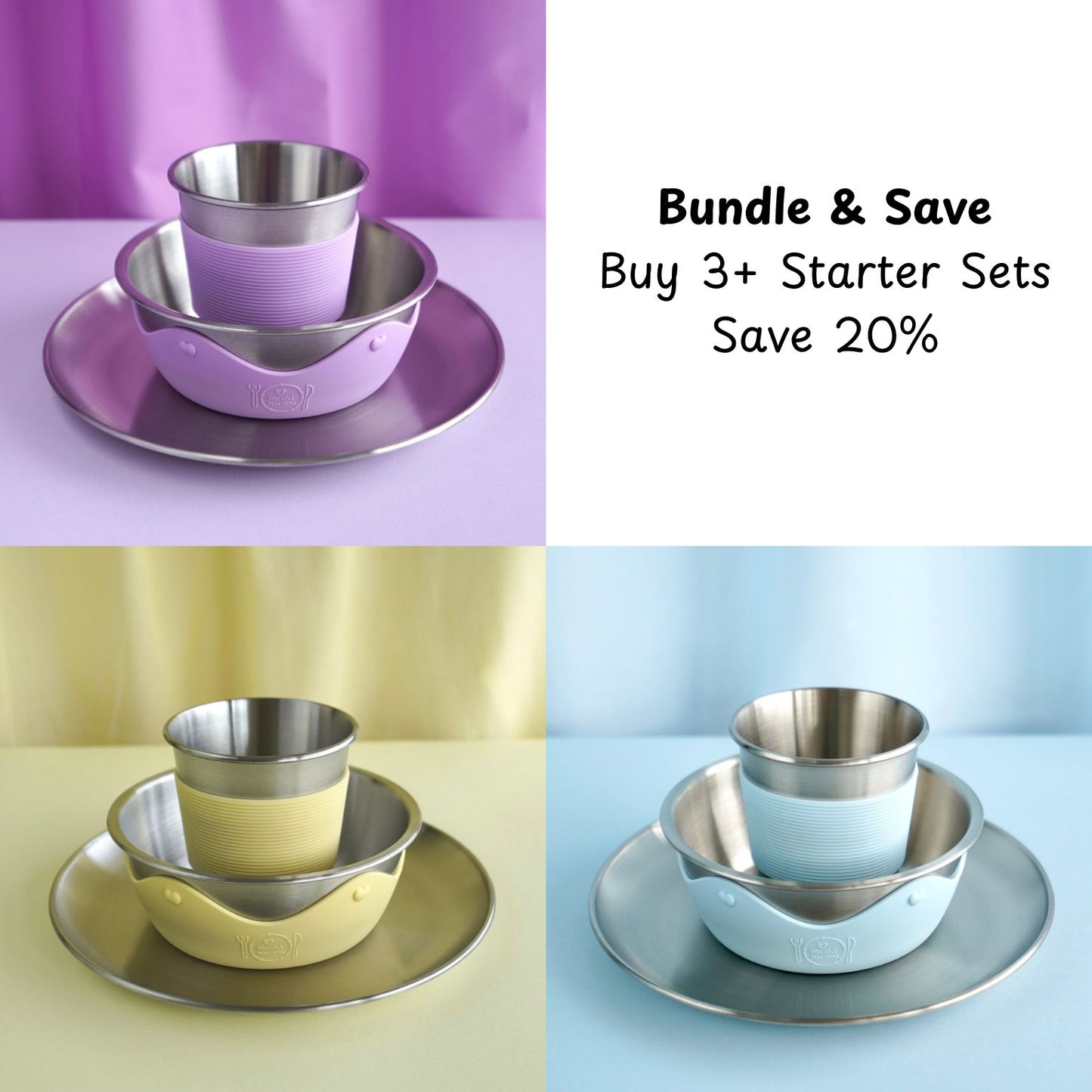 Kids Stainless Steel Mealtime Starter Set PASTELS (Save 10%)