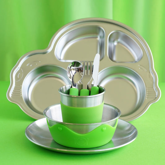 Kids Stainless Steel Mealtime Essentials Set + 1 Section Plate (Save 10%)