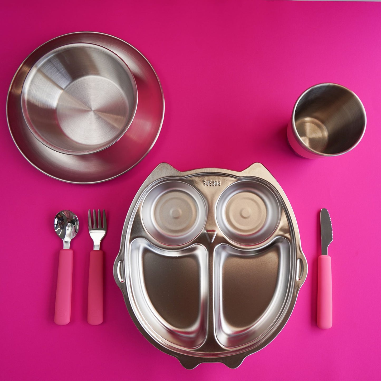Kids Stainless Steel Mealtime Essentials Set + 1 Section Plate (Save 10%)