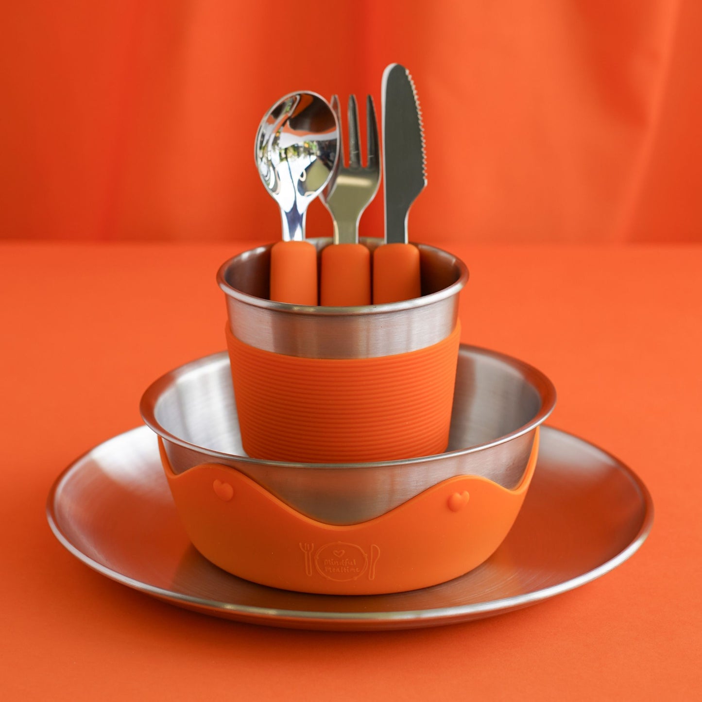 Kids Stainless Steel Mealtime Essentials Set + 2 Section Plates (Save 15%)