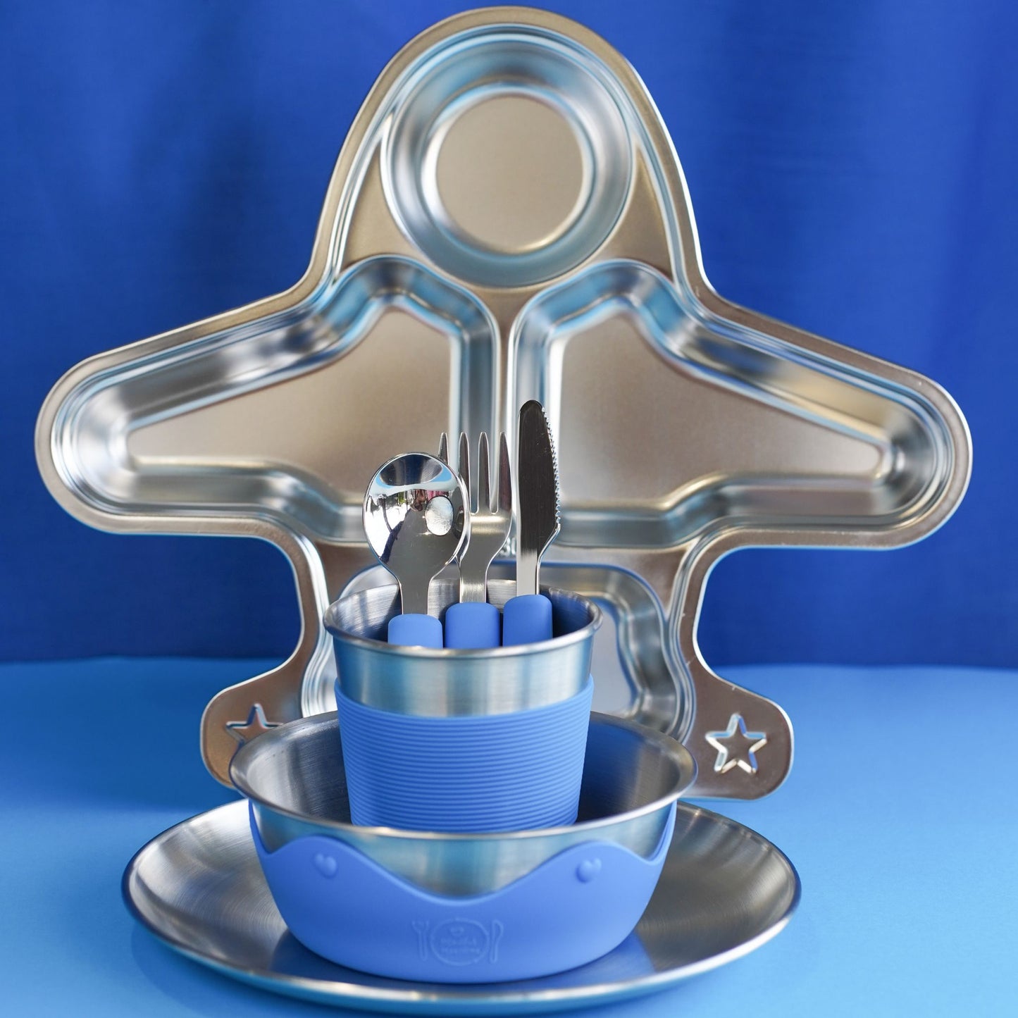 Kids Stainless Steel Mealtime Essentials Set + 1 Section Plate (Save 10%)