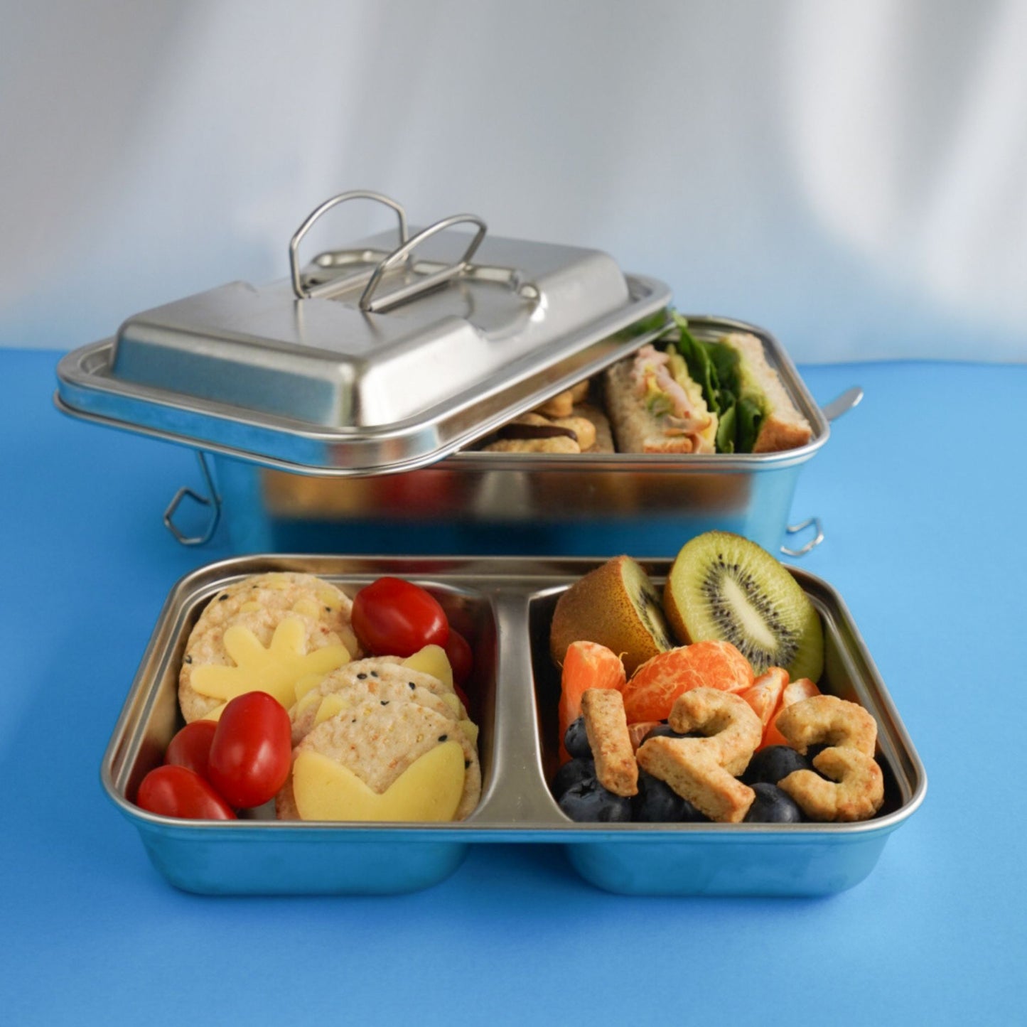 NEW Stainless Steel Double Layer 1800ml Lunchbox with Handles (PRE ORDER ONLY)