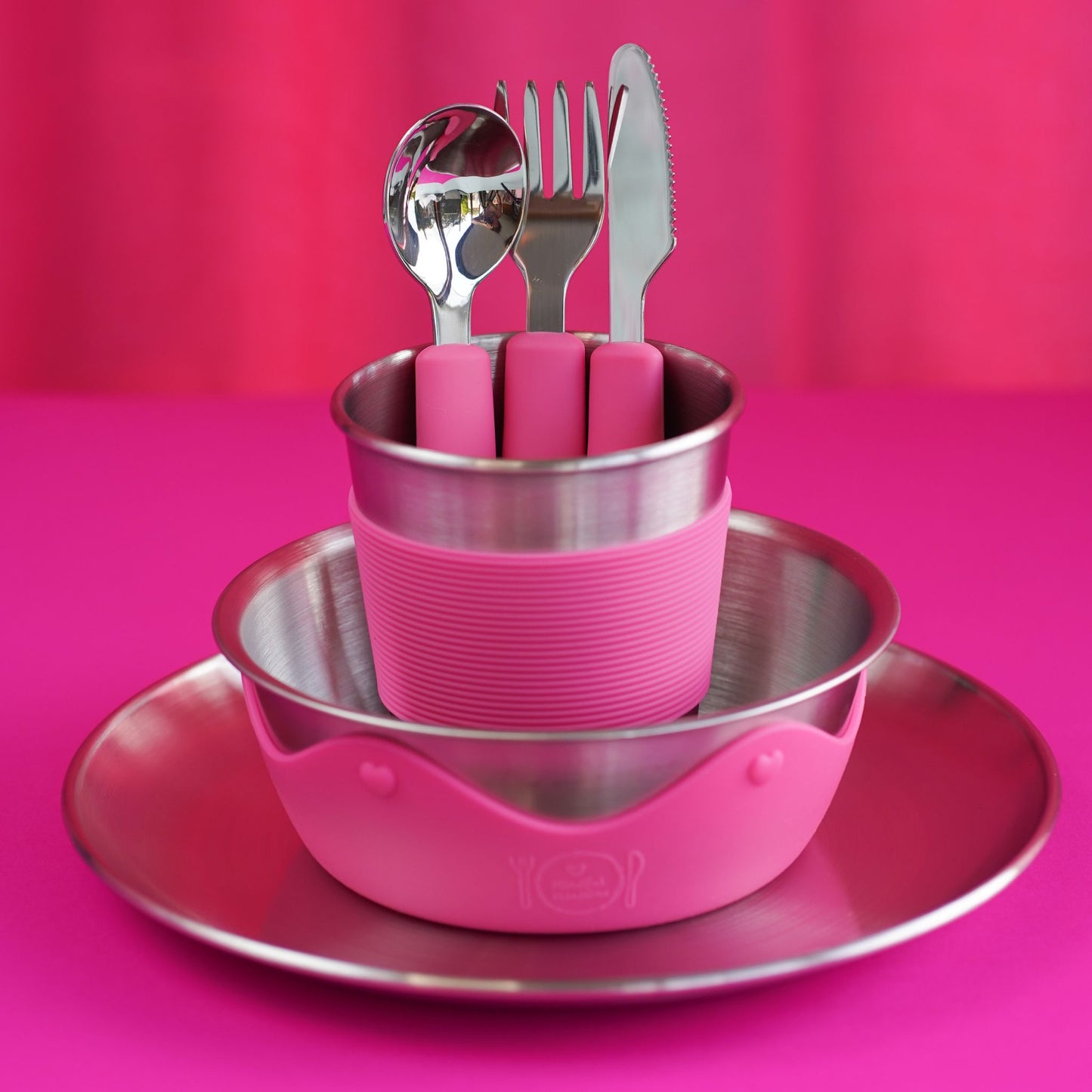 Kids Stainless Steel Mealtime Essentials Set + 2 Section Plates (Save 15%)