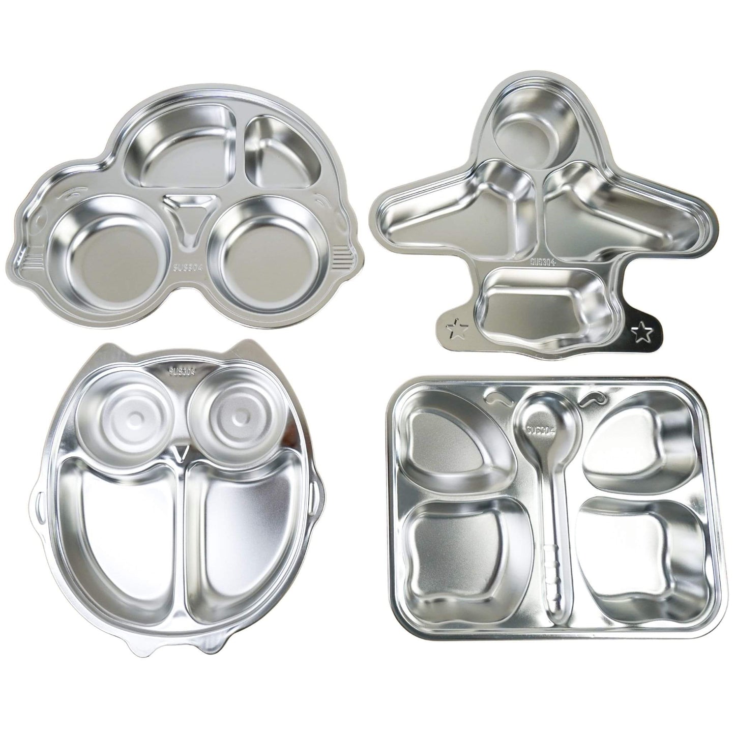 Kids Stainless Steel Mealtime Essentials Set PASTELS + 1 Section Plate (Save 10%)