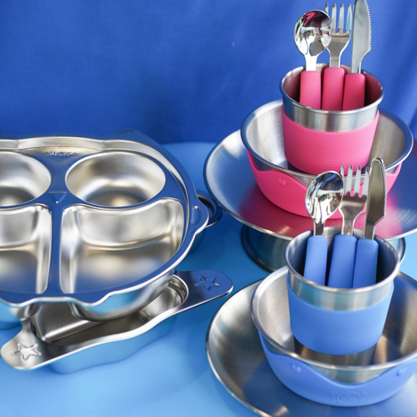 Kids Stainless Steel Mealtime Essentials Set + 1 Section Plate (Save 10%)