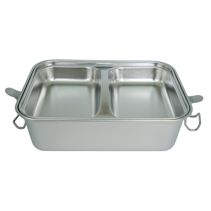 Stainless Steel Double Layer 1800ml Lunchbox with Handles
