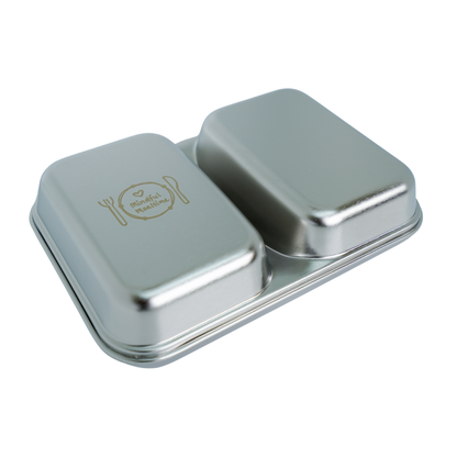 Stainless Steel Double Layer 1800ml Lunchbox with Handles
