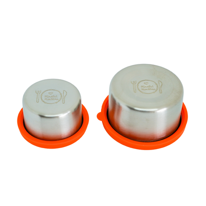 2pc Stainless Steel Round Lunchbox Containers