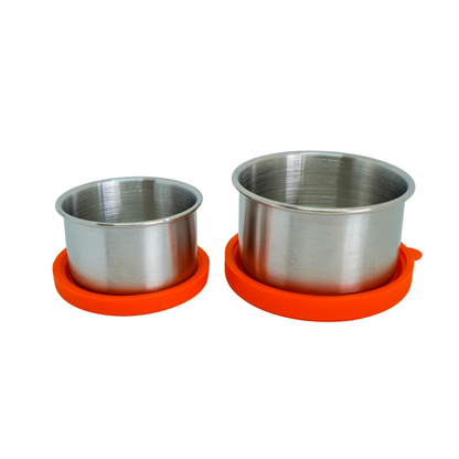 2pc Stainless Steel Round Lunchbox Containers