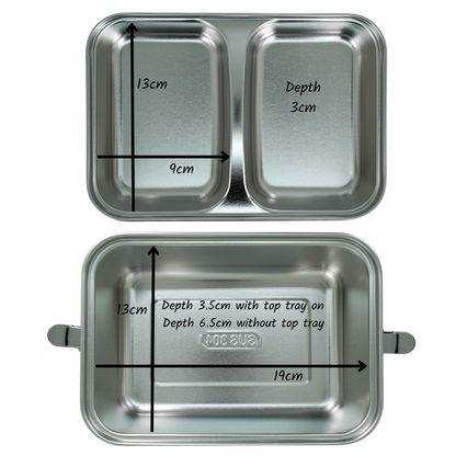 Stainless Steel Double Layer 1800ml Lunchbox with Handles