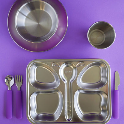Kids Stainless Steel Mealtime Essentials Set + 1 Section Plate (Save 20%)