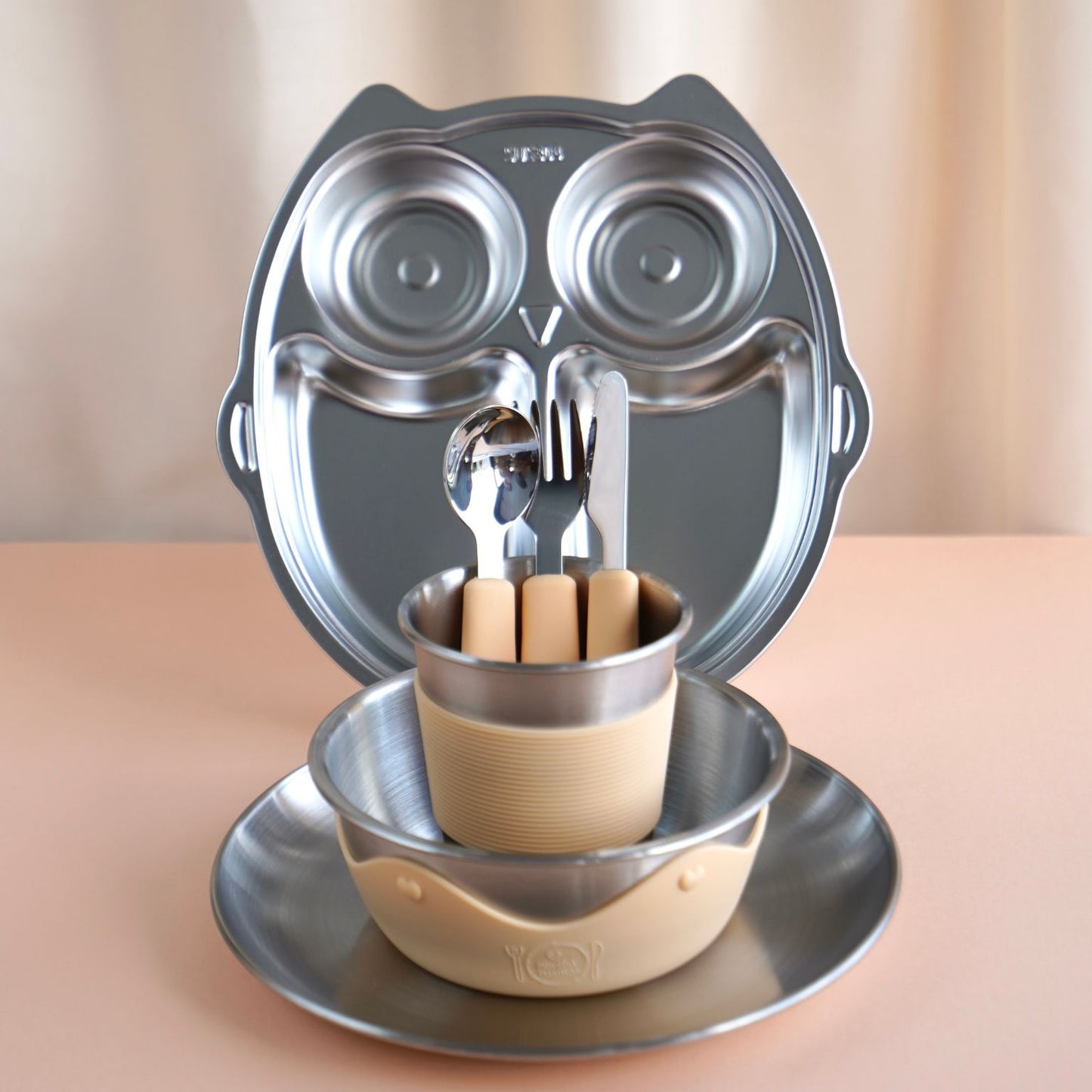 Kids Stainless Steel Mealtime Essentials Set PASTELS + 1 Section Plate (Save 10%)