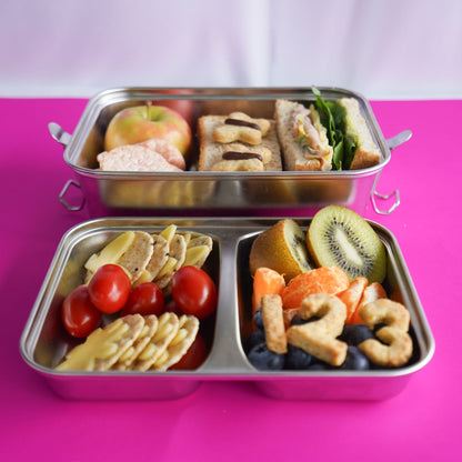 Stainless Steel Double Layer 1800ml Lunchbox with Handles