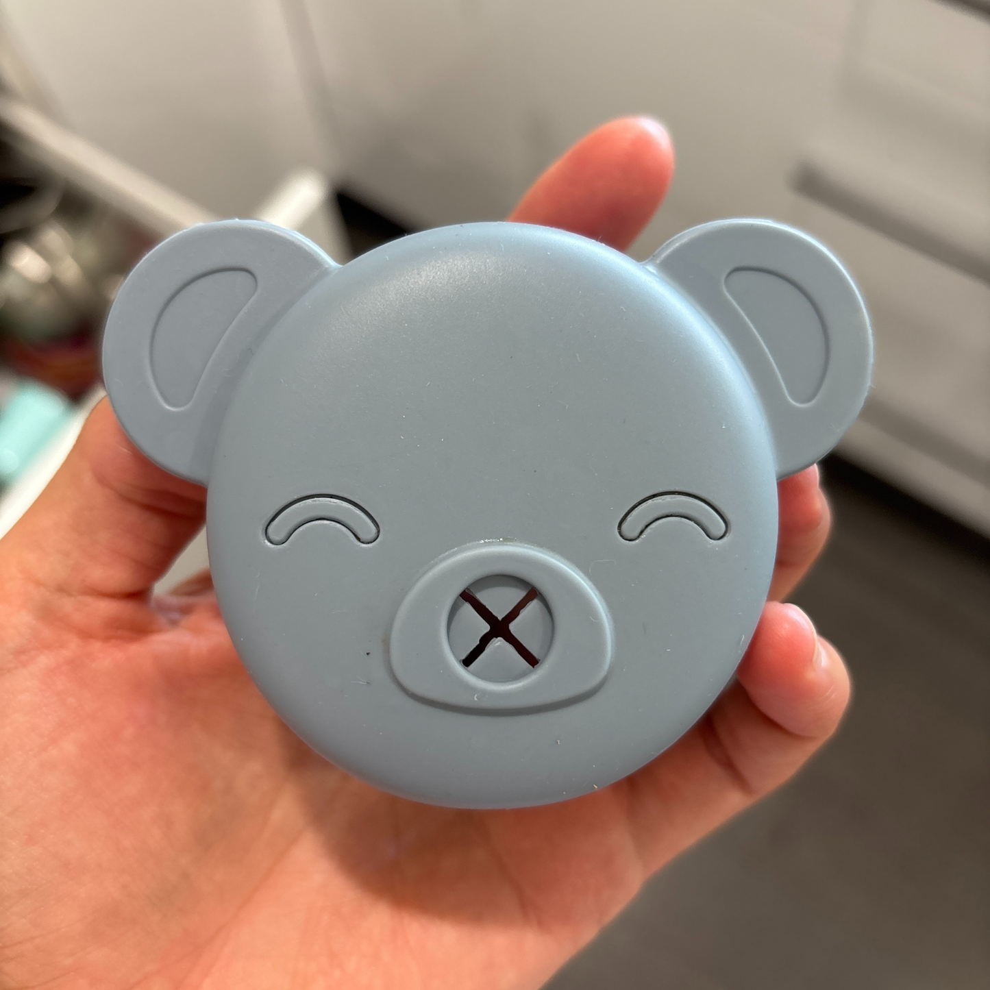 Silicone Bear Head and 3pc Stainless Steel Straw Set
