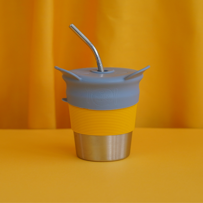 Silicone Bear Head and 3pc Stainless Steel Straw Set