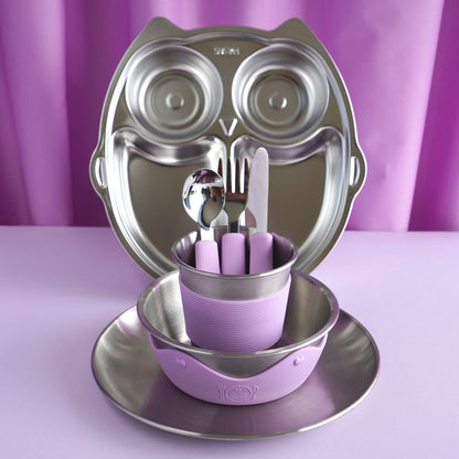 Kids Stainless Steel Mealtime Essentials Set PASTELS + 1 Section Plate (Save 10%)