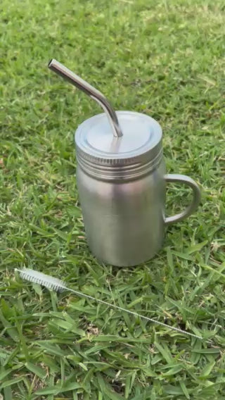 Stainless Steel Double Walled Smoothie Cup WITH HANDLE 500ml (20% off)