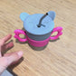 Silicone Bear Head and 3pc Stainless Steel Straw Set